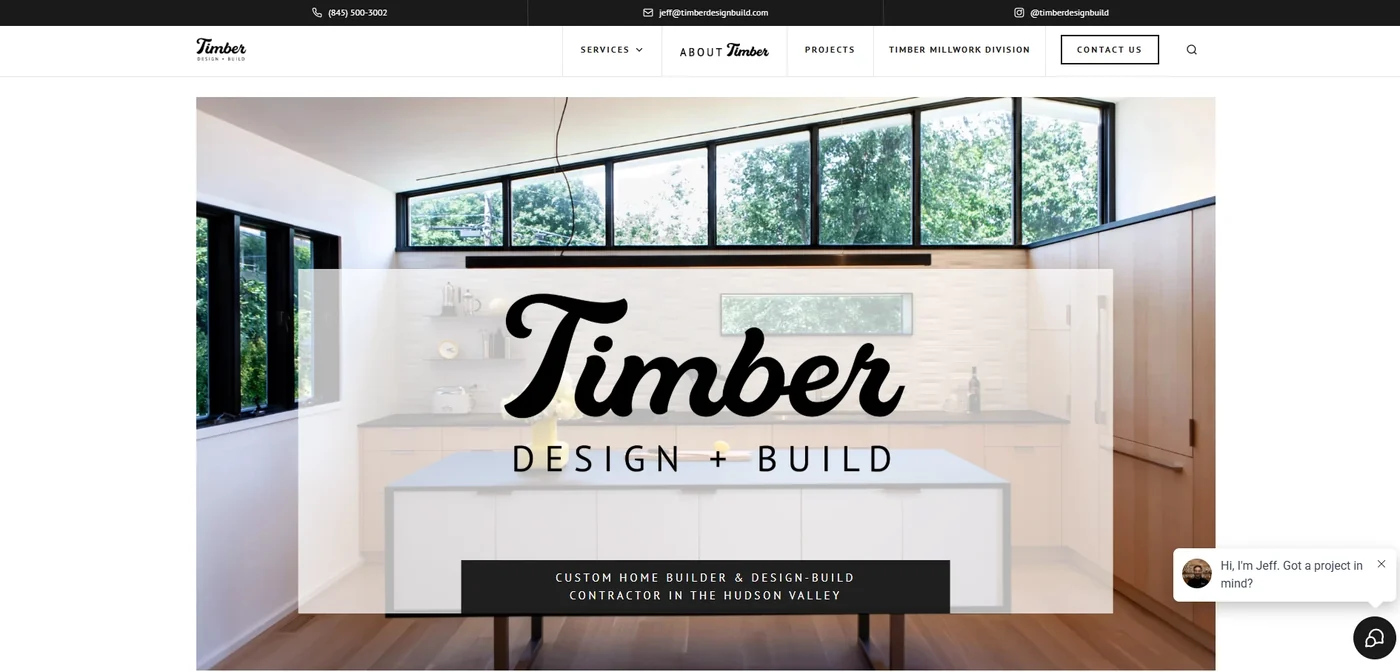 Timber Design + Build homepage